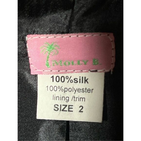 Molly B Black Ruffled Cropped Silk Jacket Size 2 Rhinestone Buttons - Picture 6 of 6